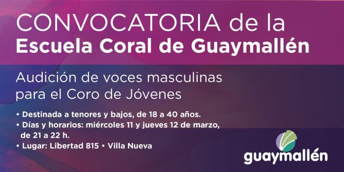 Convocatoria Coro de Jóvenes Guaymallén (placa)