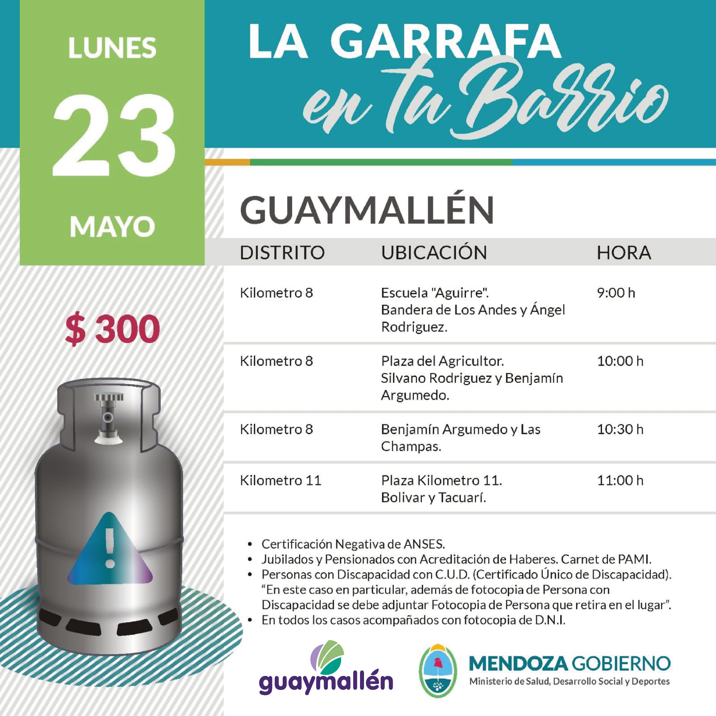La Garrafa en tu Barrio con subsidio provincial. 23 de mayo.