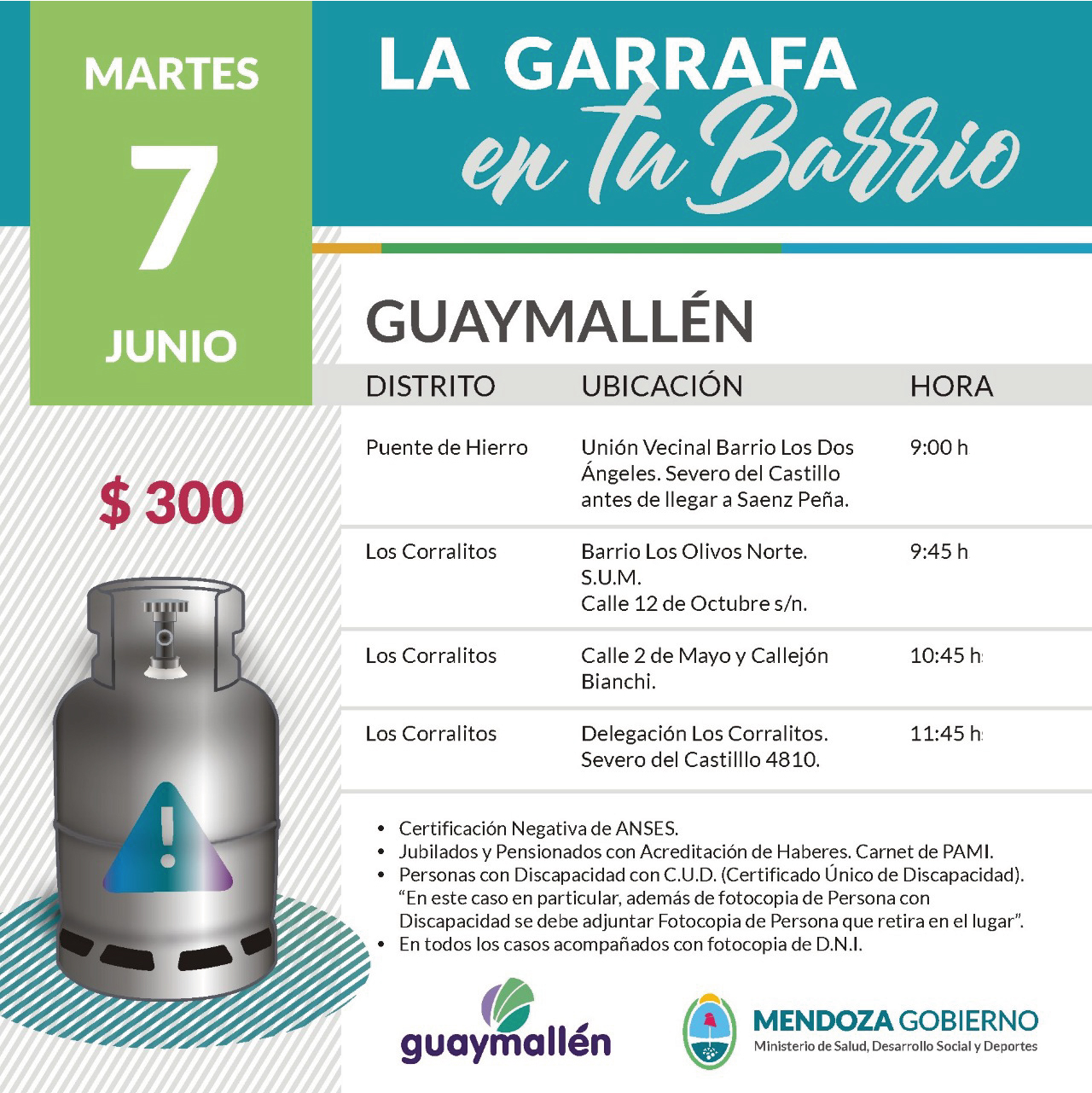 La Garrafa en tu Barrio con subsidio provincial. 2 de junio.