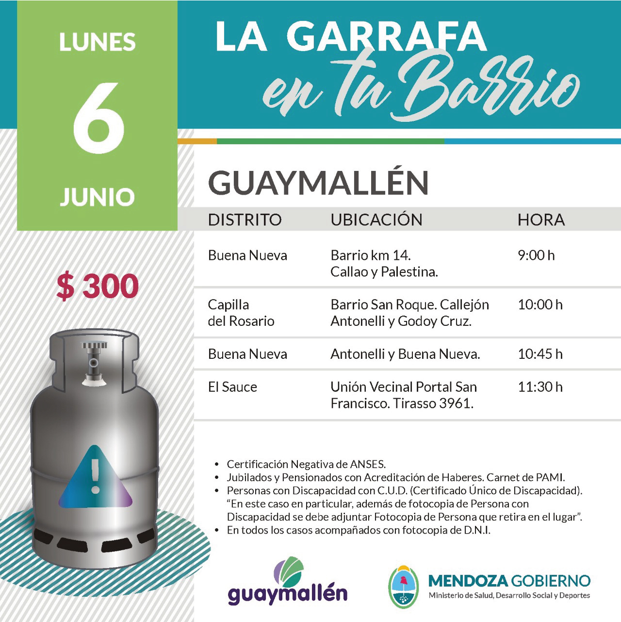 La Garrafa en tu Barrio con subsidio provincial. 6 de junio.