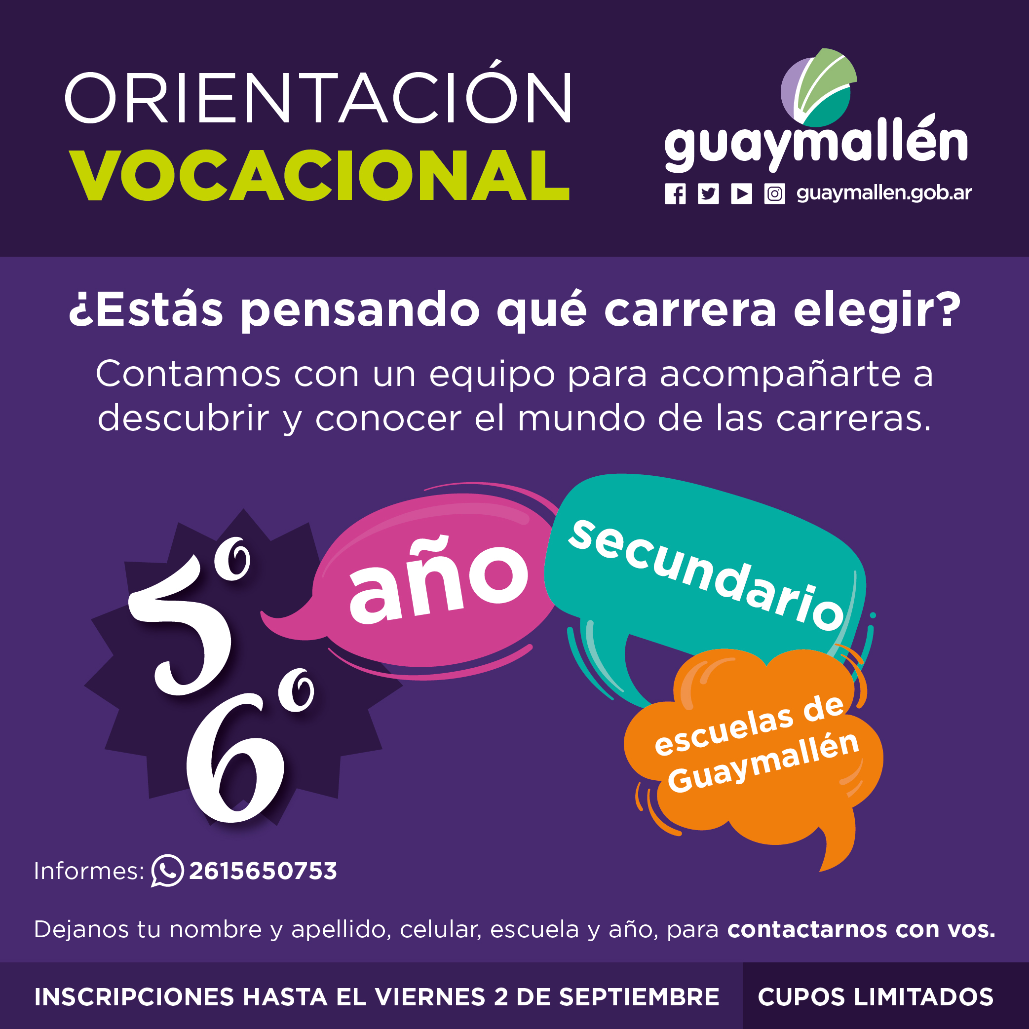 Programa de orientación vocacional para estudiantes de Guaymallén