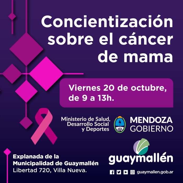 Guaymallén concientiza sobre el cáncer de mama.